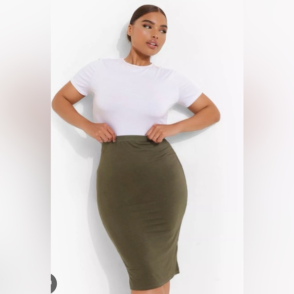 Olive green midi skirt - Picture 2 of 5